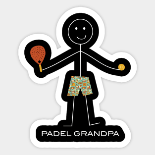 Funny Padel Grandpa Stick Illustration Sticker